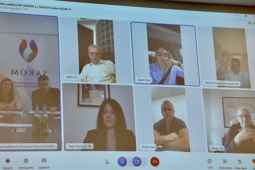 ONLINE MEETING OF THE BOARD OF DIRECTORS OF THE SERBIAN-AZERBAIJANI CHAMBER OF COMMERCE "SAKOM"